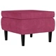 Фотьойл Wingback с табуретка, виненочервен, кадифе