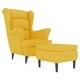 Фотьойл Wingback с табуретка, Горчица жълто, кадифе
