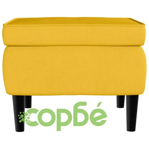 Фотьойл Wingback с табуретка, Горчица жълто, кадифе ➤ топ цена ➤ sorbe.bg