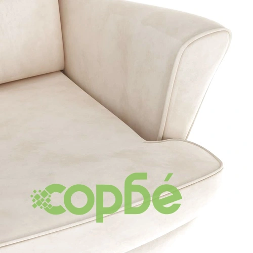 Фотьойл Wingback с табуретка, кремав, кадифе ➤ топ цена ➤ sorbe.bg