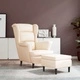Фотьойл Wingback с табуретка, кремав, кадифе