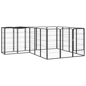 Заграждение за куче черно 18 панела 50x100 см прахово боядисано