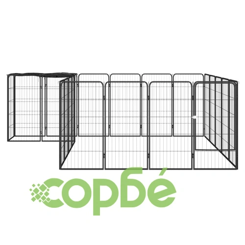 Заграждение за куче черно 22 панела 50x100 см прахово боядисано ➤ топ цена ➤ sorbe.bg