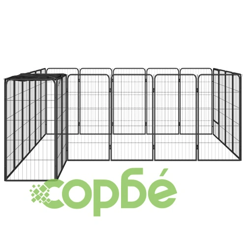 Заграждение за куче черно 22 панела 50x100 см прахово боядисано ➤ топ цена ➤ sorbe.bg