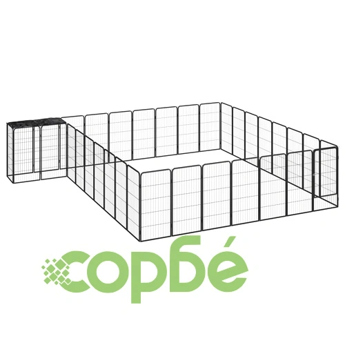 Заграждение за куче черно 34 панела 50x100 см прахово боядисано ➤ топ цена ➤ sorbe.bg