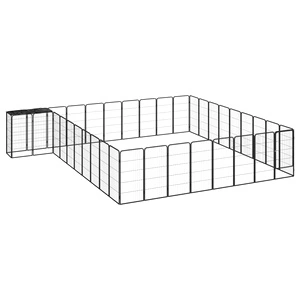 Заграждение за куче черно 38 панела 50x100 см прахово боядисано