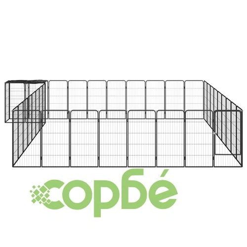 Заграждение за куче черно 38 панела 50x100 см прахово боядисано ➤ топ цена ➤ sorbe.bg