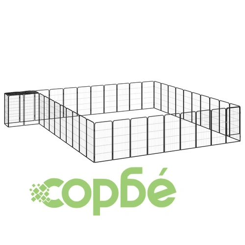 Заграждение за куче черно 42 панела 50x100 см прахово боядисано ➤ топ цена ➤ sorbe.bg