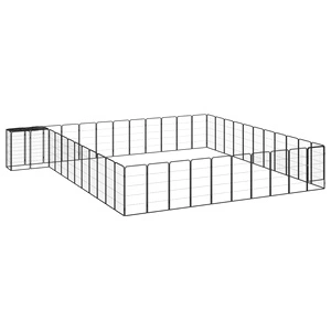 Заграждение за куче черно 46 панела 50x100 см прахово боядисано