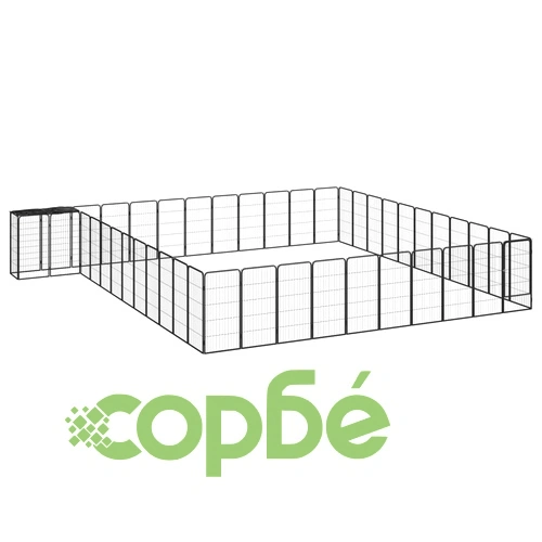 Заграждение за куче черно 46 панела 50x100 см прахово боядисано ➤ топ цена ➤ sorbe.bg