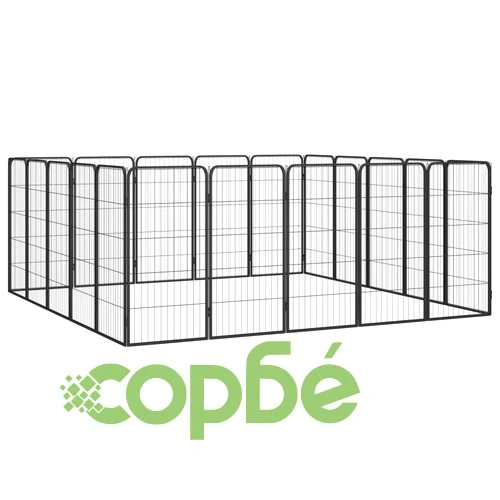 Заграждение за куче черно 20 панела 50x100 см прахово боядисано ➤ топ цена ➤ sorbe.bg
