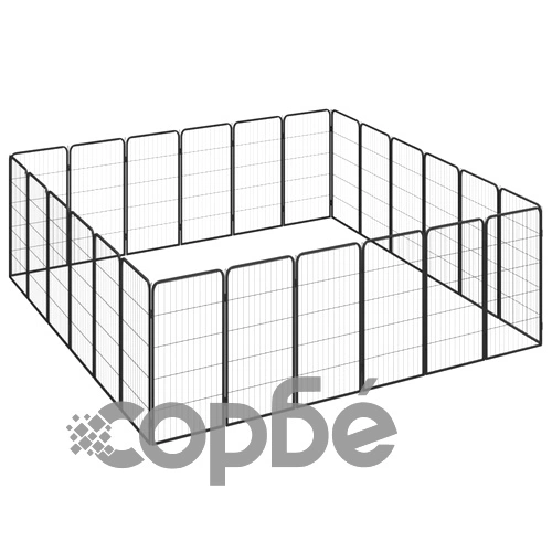 Заграждение за куче черно 24 панела 50x100 см прахово боядисано ➤ топ цена ➤ sorbe.bg