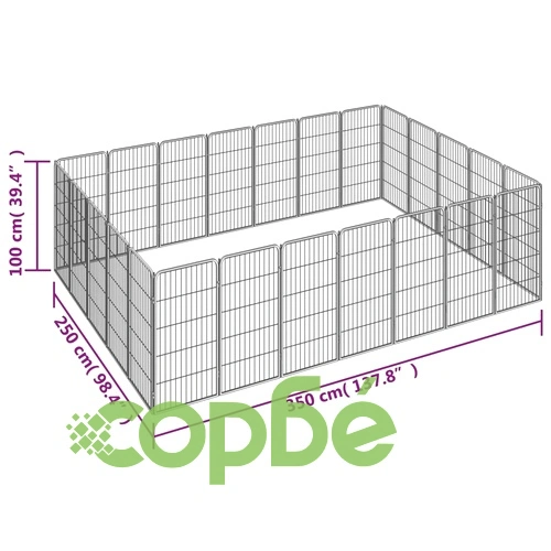 Заграждение за куче черно 24 панела 50x100 см прахово боядисано ➤ топ цена ➤ sorbe.bg