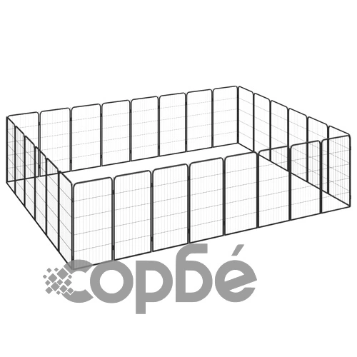 Заграждение за куче черно 28 панела 50x100 см прахово боядисано ➤ топ цена ➤ sorbe.bg