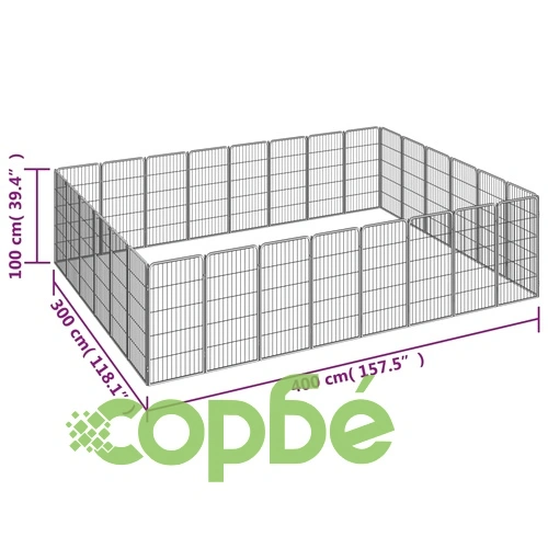 Заграждение за куче черно 28 панела 50x100 см прахово боядисано ➤ топ цена ➤ sorbe.bg