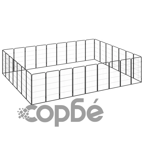 Заграждение за куче черно 32 панела 50x100 см прахово боядисано ➤ топ цена ➤ sorbe.bg