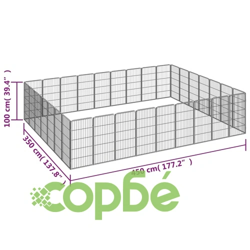 Заграждение за куче черно 32 панела 50x100 см прахово боядисано ➤ топ цена ➤ sorbe.bg