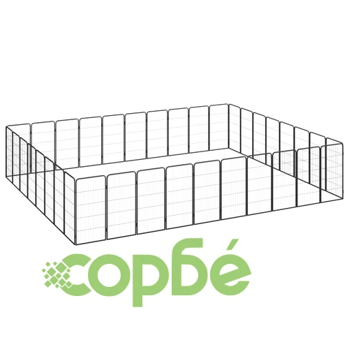 Заграждение за куче черно 36 панела 50x100 см прахово боядисано ➤ топ цена ➤ sorbe.bg