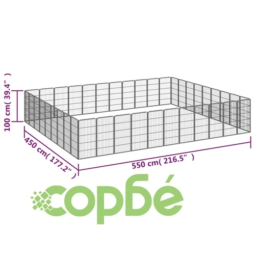 Заграждение за куче черно 40 панела 50x100 см прахово боядисано ➤ топ цена ➤ sorbe.bg
