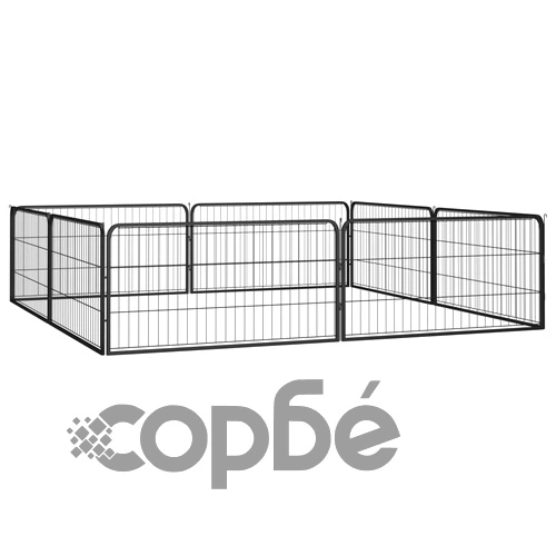 Заграждение за куче черно 8 панела 100x50 см прахово боядисано ➤ топ цена ➤ sorbe.bg