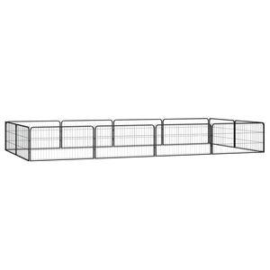 Заграждение за куче черно 12 панела 100x50 см прахово боядисано