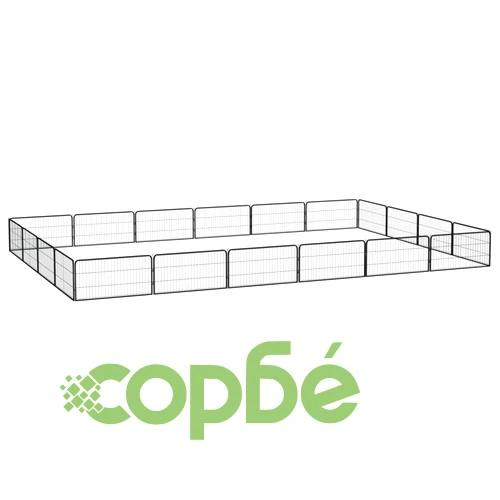 Заграждение за куче черно 20 панела 100x50 см прахово боядисано ➤ топ цена ➤ sorbe.bg