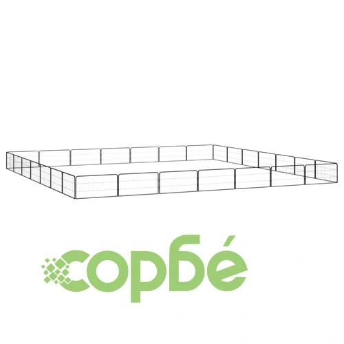 Заграждение за куче черно 28 панела 100x50 см прахово боядисано ➤ топ цена ➤ sorbe.bg