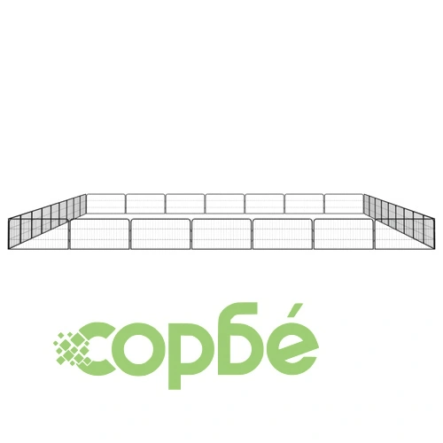 Заграждение за куче черно 32 панела 100x50 см прахово боядисано ➤ топ цена ➤ sorbe.bg