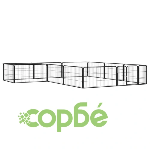 Заграждение за куче черно 12 панела 100x50 см прахово боядисано ➤ топ цена ➤ sorbe.bg