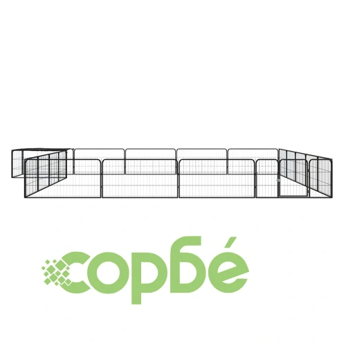 Заграждение за куче черно 20 панела 100x50 см прахово боядисано ➤ топ цена ➤ sorbe.bg