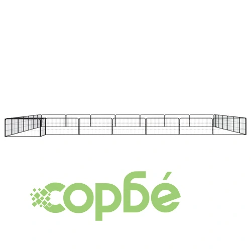 Заграждение за куче черно 28 панела 100x50 см прахово боядисано ➤ топ цена ➤ sorbe.bg