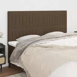 Горни табли за легло, 4 бр, тъмнокафяви, 80x5x78/88 см, плат