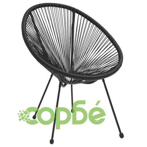 Градински столове луна, 2 бр, ратан, черни ➤ топ цена ➤ sorbe.bg