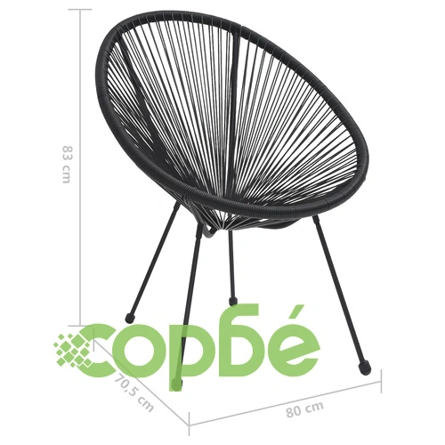 Градински столове луна, 2 бр, ратан, черни ➤ топ цена ➤ sorbe.bg