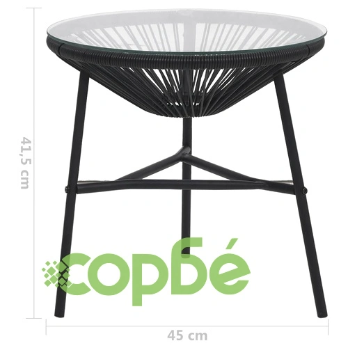 Градински трапезен комплект, 3 части, PVC ратан, черен ➤ топ цена ➤ sorbe.bg
