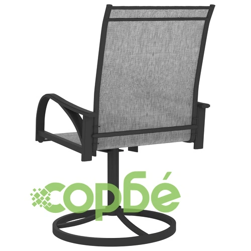 Градински въртящи се столове, 2 бр, textilene и стомана, сиви ➤ топ цена ➤ sorbe.bg
