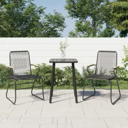 Градински столове, 2 бр, черни, 58x59x85,5 см, PVC ратан