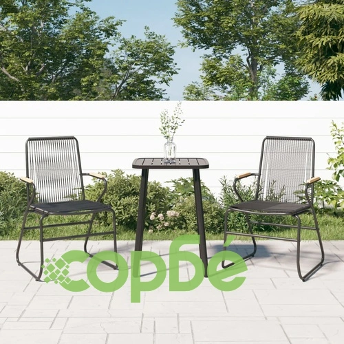 Градински столове, 2 бр, черни, 58x59x85,5 см, PVC ратан ➤ топ цена ➤ sorbe.bg