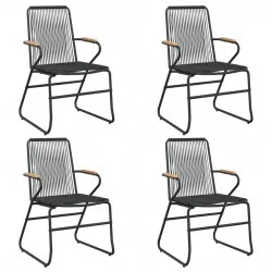 Градински столове, 4 бр, черни, 58x59x85,5 см, PVC ратан