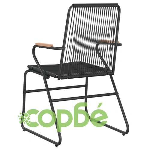 Градински столове, 4 бр, черни, 58x59x85,5 см, PVC ратан ➤ топ цена ➤ sorbe.bg