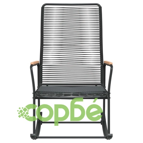 Градински люлеещ се стол черен 59x79,5x104 см PVC ратан ➤ топ цена ➤ sorbe.bg