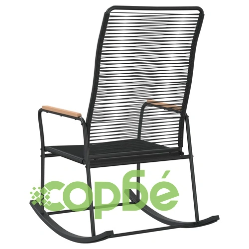 Градински люлеещ се стол черен 59x79,5x104 см PVC ратан ➤ топ цена ➤ sorbe.bg