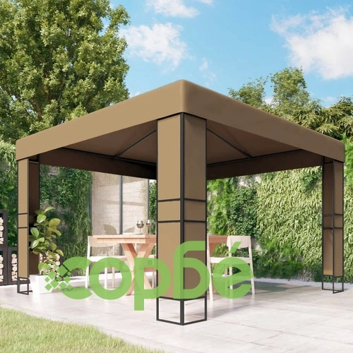Шатра с двоен покрив, 3x3x2,7 м, таупе, 180 г/м² ➤ топ цена ➤ sorbe.bg