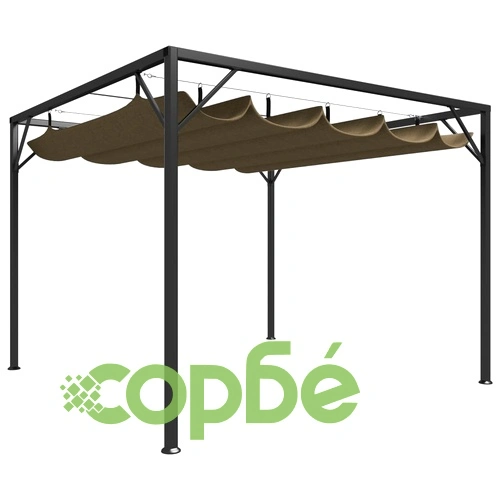Градинска шатра с прибиращ се покрив, 3x3 м, таупе, 180 г/м² ➤ топ цена ➤ sorbe.bg