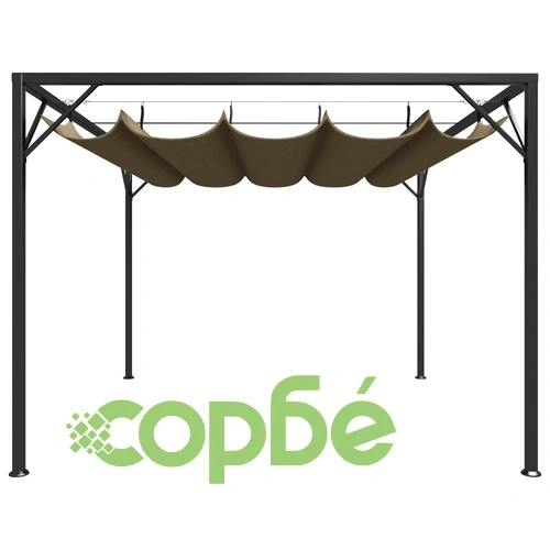 Градинска шатра с прибиращ се покрив, 3x3 м, таупе, 180 г/м² ➤ топ цена ➤ sorbe.bg
