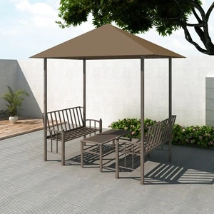 Градинска шатра с маса и пейки,  2,5x1,5x2,4 м, таупе, 180 г/м²	
