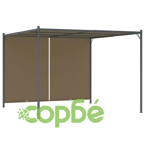 Градинска пергола с прибиращ се покрив, 3x3 м, таупе, 180 г/м² ➤ топ цена ➤ sorbe.bg