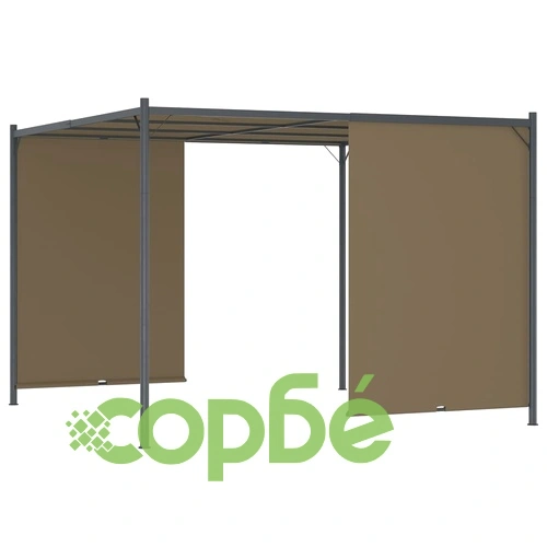 Градинска пергола с прибиращ се покрив, 3x3 м, таупе, 180 г/м² ➤ топ цена ➤ sorbe.bg