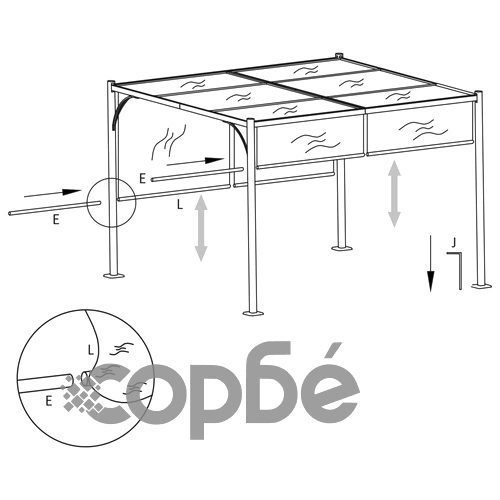 Градинска пергола с прибиращ се покрив, 3x3 м, таупе, 180 г/м² ➤ топ цена ➤ sorbe.bg