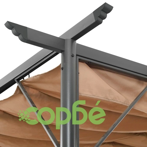 Пергола с прибиращ се покрив, таупе, 3х3 м, стомана, 180 г/м² ➤ топ цена ➤ sorbe.bg